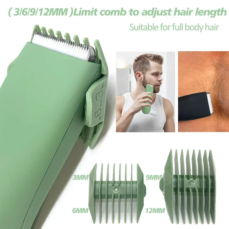 Balls Trimmer Men, Pubic & Body Hair Trimmer Groin Men, IPX7 Waterproof Electric Body Groomer with Replaceable Ceramic Blade