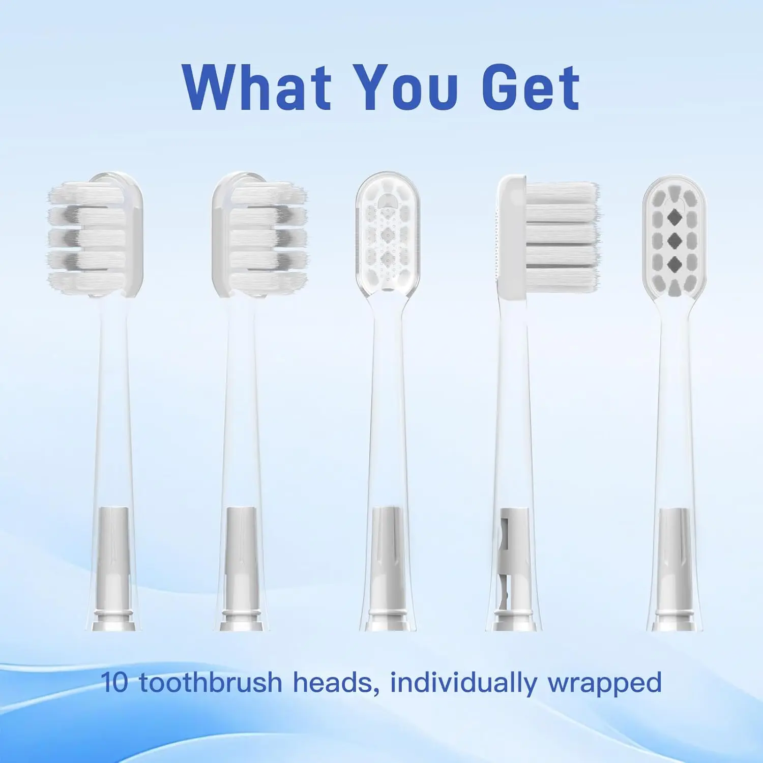 10 Pcs/Pack Replacement Toothbrush Heads For Laifen Wave Electric Toothbrush, For Sensitive Gum Care , Transparent
