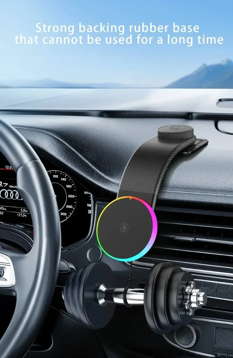 Dashboard Self-adhesive Car Magnetic 15W Wireless Charger Phone Holder Stand For iPhone 17 Samsung Xiaomi Fast Charging Station