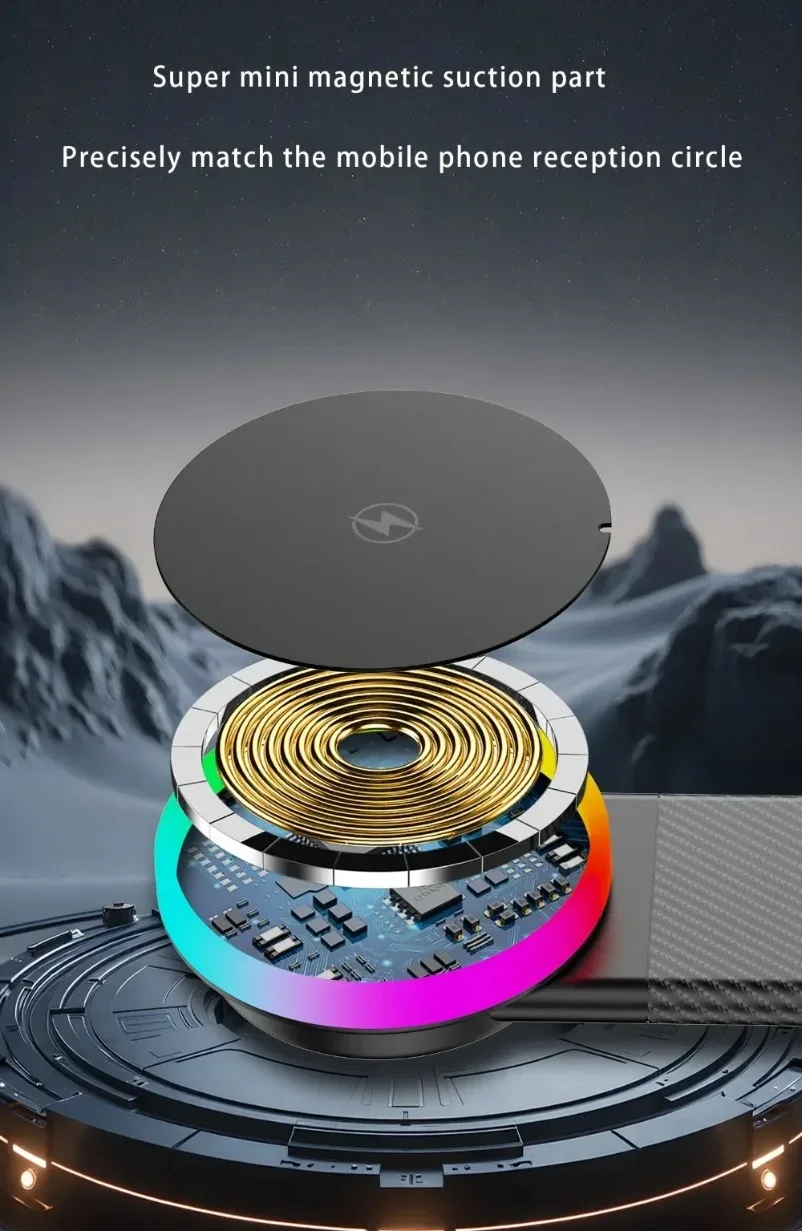 Dashboard Self-adhesive Car Magnetic 15W Wireless Charger Phone Holder Stand For iPhone 17 Samsung Xiaomi Fast Charging Station
