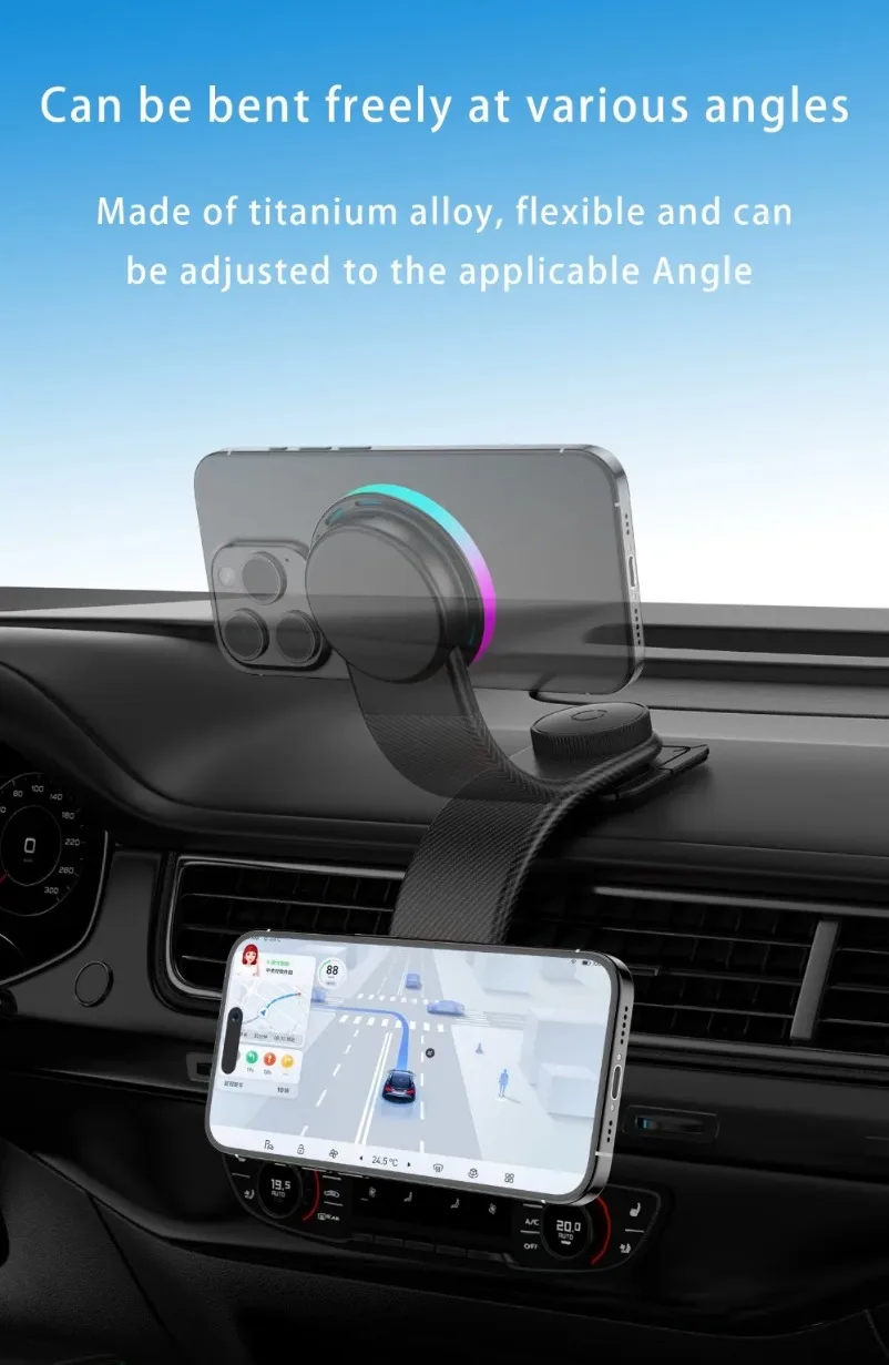 Dashboard Self-adhesive Car Magnetic 15W Wireless Charger Phone Holder Stand For iPhone 17 Samsung Xiaomi Fast Charging Station