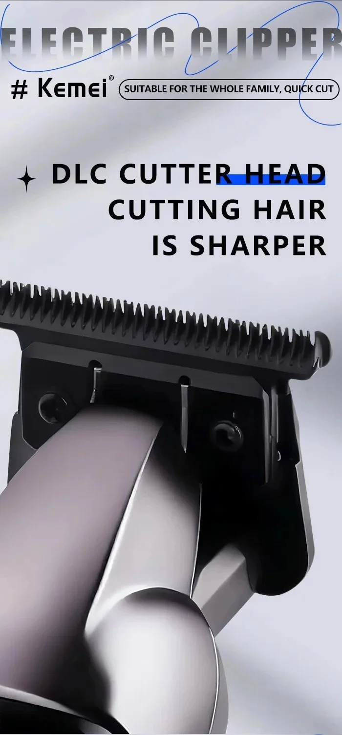 KM-1807 Professional Hair Trimmer by Kome USB Rechargeable Cordless Hair Clippers for Men with LCD Display Hair Cutting Machine