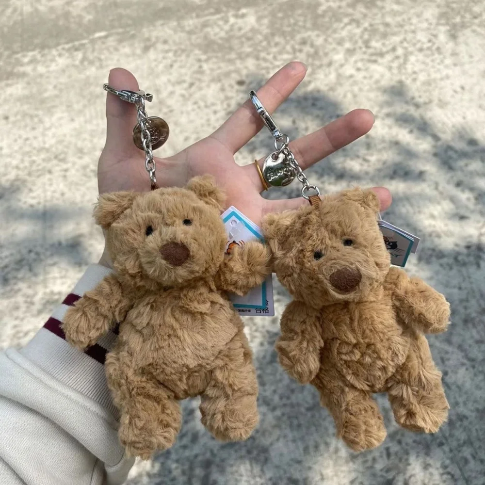 Barcelona Bear Plush Toy Keychain Mini Cute Stuffed Bear Doll Pendant Gift for Girlfriend