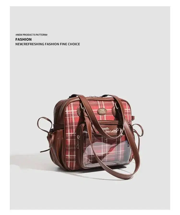 Y2K New Japanese Harajuku Ita Bag Large Capacity Shoulder Bag Cute Girl Transparent Bag DIY Badge Display Fashion Crossbody Bags
