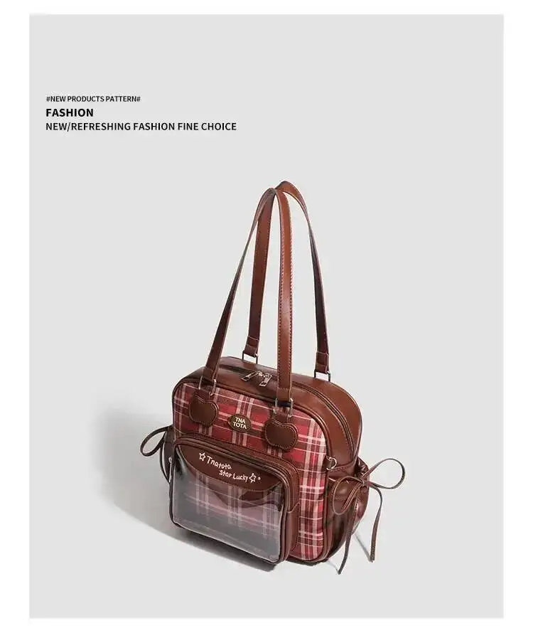 Y2K New Japanese Harajuku Ita Bag Large Capacity Shoulder Bag Cute Girl Transparent Bag DIY Badge Display Fashion Crossbody Bags