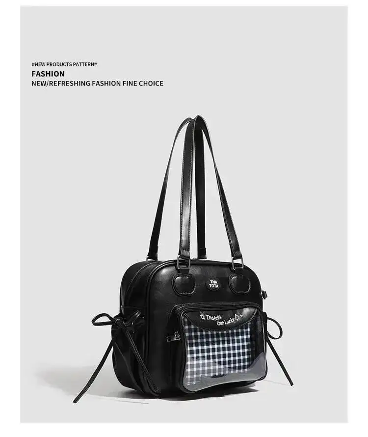 Y2K New Japanese Harajuku Ita Bag Large Capacity Shoulder Bag Cute Girl Transparent Bag DIY Badge Display Fashion Crossbody Bags