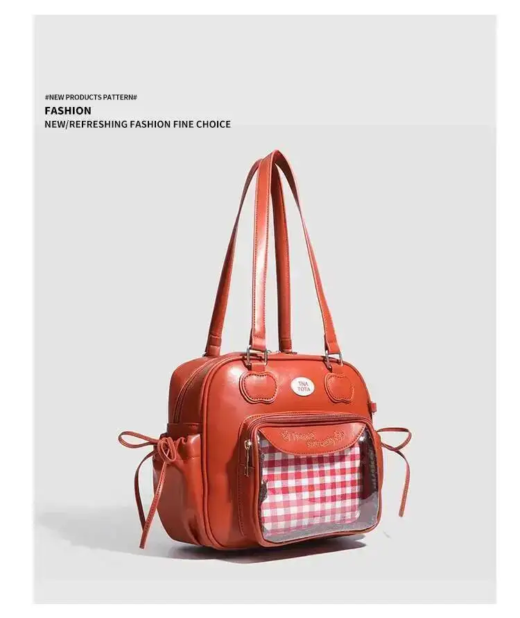 Y2K New Japanese Harajuku Ita Bag Large Capacity Shoulder Bag Cute Girl Transparent Bag DIY Badge Display Fashion Crossbody Bags
