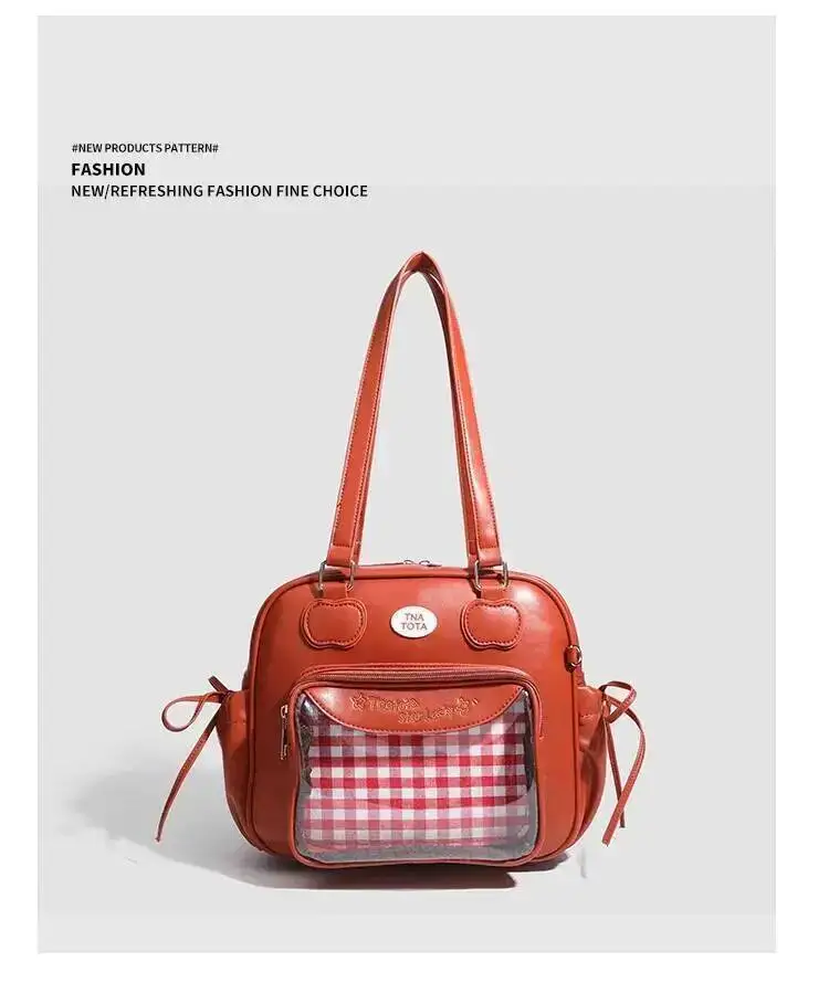 Y2K New Japanese Harajuku Ita Bag Large Capacity Shoulder Bag Cute Girl Transparent Bag DIY Badge Display Fashion Crossbody Bags