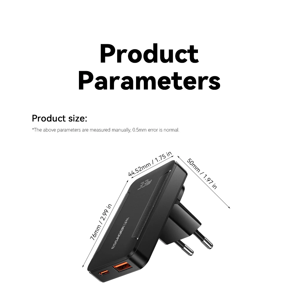 Essager Ultra Thin 65W GaN Pro Travel Charger Quick Charge 4.0 PD3.0 Portable Type C Charger For iPhone Samsung Macbook Laptop