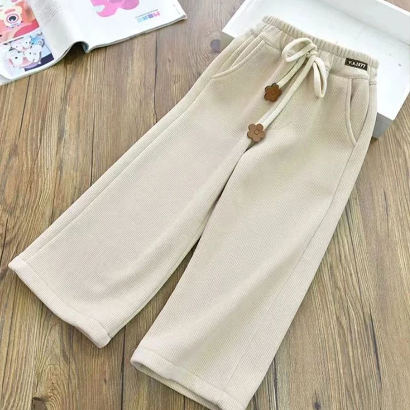 Girls Straight Leg Pants Spring 6-8 Years Old Loose Casual Pants Girls Versatile And Fashionable Pants