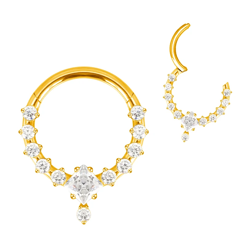 ASTM F136 Titanium Nose Rings PIERC Butterfly/heart/Marquise CZ Ring Hoop EAR Hinged Clicker Earring Labret Tragus Body Piercing