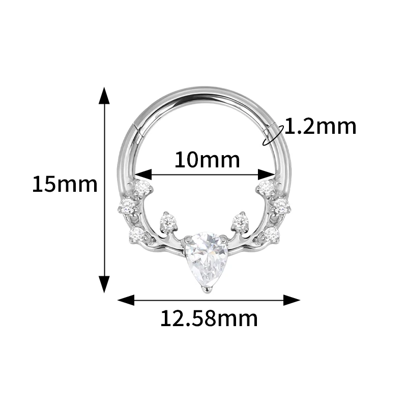 ASTM F136 Titanium Nose Rings PIERC Butterfly/heart/Marquise CZ Ring Hoop EAR Hinged Clicker Earring Labret Tragus Body Piercing