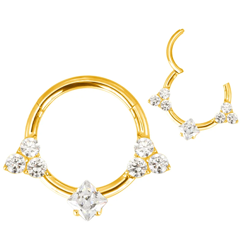 ASTM F136 Titanium Nose Rings PIERC Butterfly/heart/Marquise CZ Ring Hoop EAR Hinged Clicker Earring Labret Tragus Body Piercing