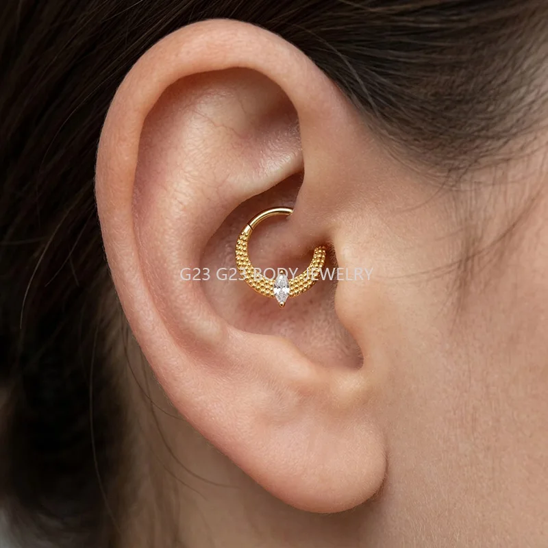ASTM F136 Titanium Nose Rings PIERC Butterfly/heart/Marquise CZ Ring Hoop EAR Hinged Clicker Earring Labret Tragus Body Piercing