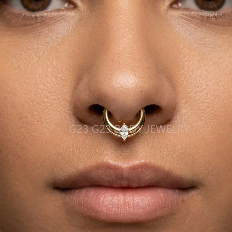 ASTM F136 Titanium Nose Rings PIERC Butterfly/heart/Marquise CZ Ring Hoop EAR Hinged Clicker Earring Labret Tragus Body Piercing
