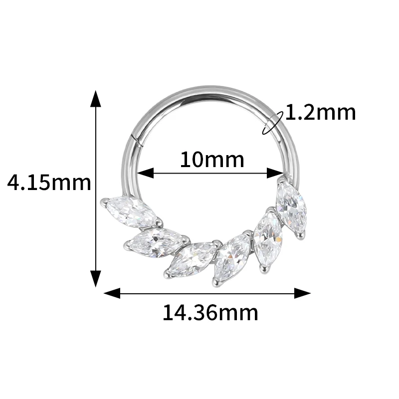 ASTM F136 Titanium Nose Rings PIERC Butterfly/heart/Marquise CZ Ring Hoop EAR Hinged Clicker Earring Labret Tragus Body Piercing