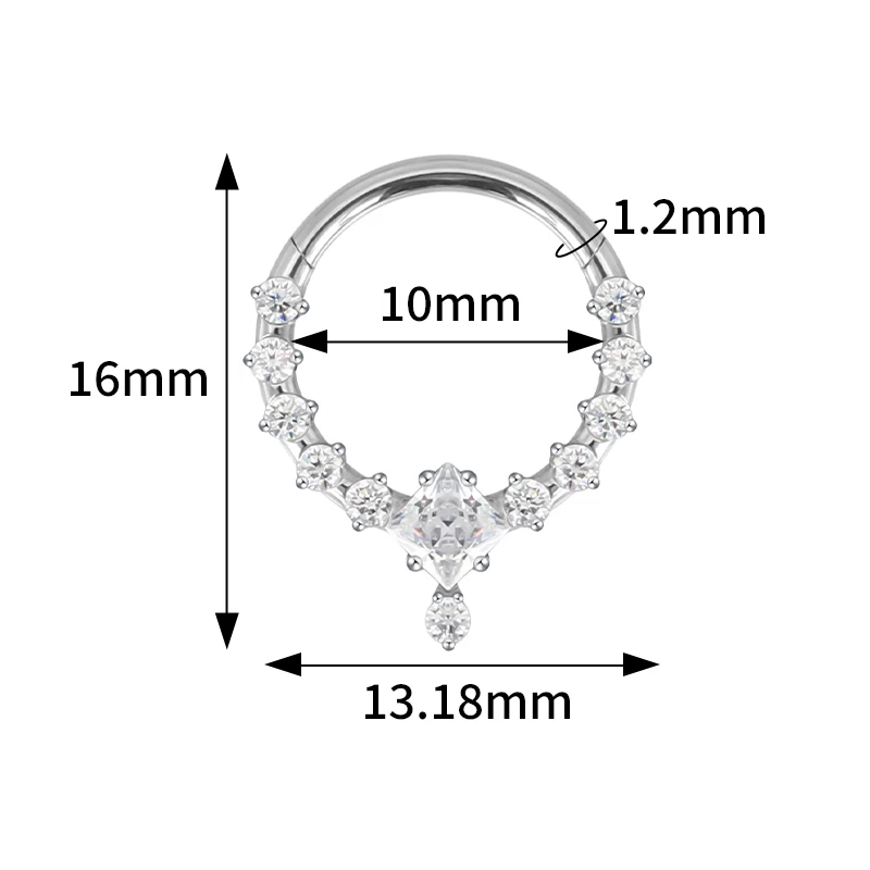 ASTM F136 Titanium Nose Rings PIERC Butterfly/heart/Marquise CZ Ring Hoop EAR Hinged Clicker Earring Labret Tragus Body Piercing