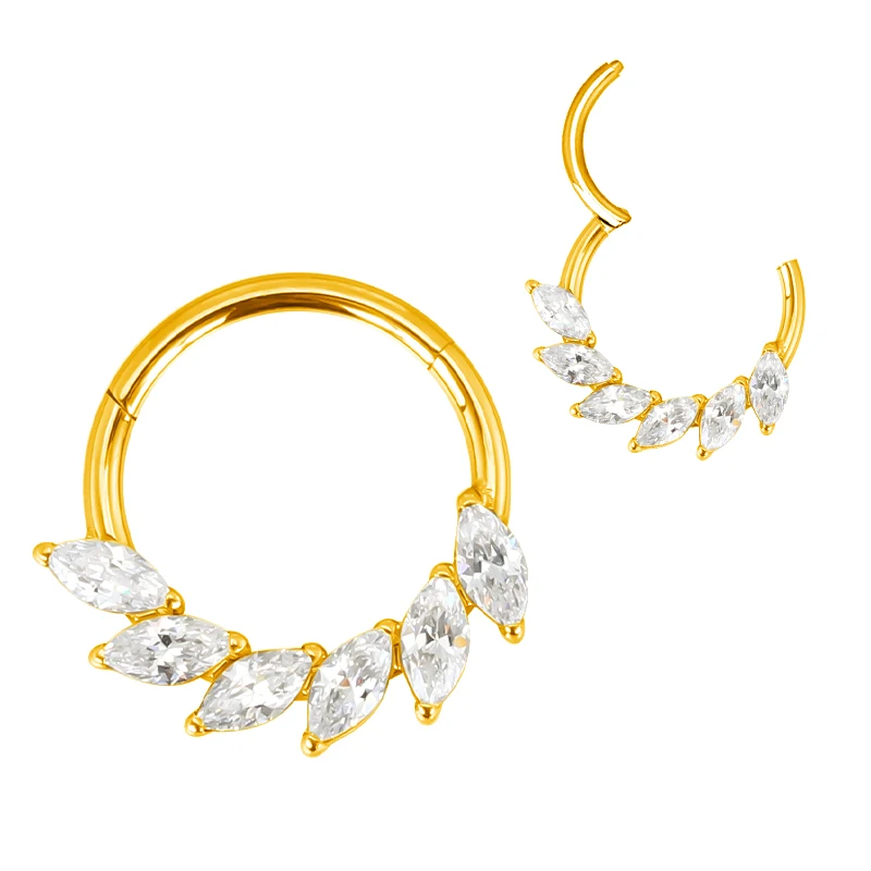 ASTM F136 Titanium Nose Rings PIERC Butterfly/heart/Marquise CZ Ring Hoop EAR Hinged Clicker Earring Labret Tragus Body Piercing