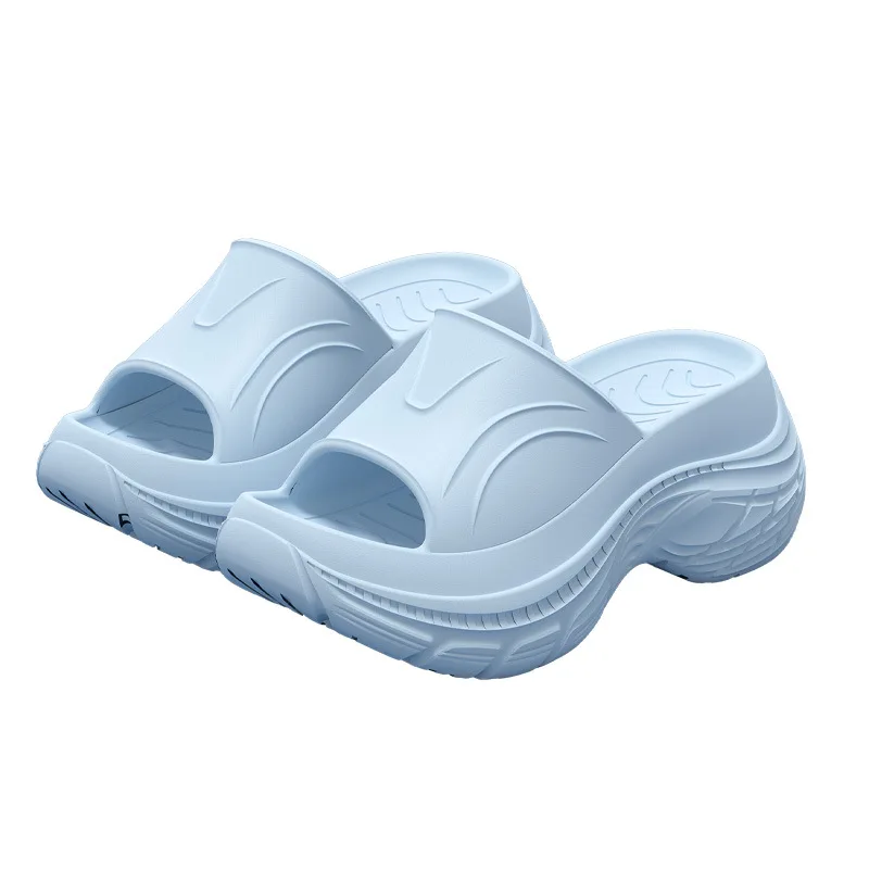 2026 New Comfortable Shock Absorption Thick Bottom Heightening Women's Slippers Summer Home Seaside Beach Non-slip Slippers