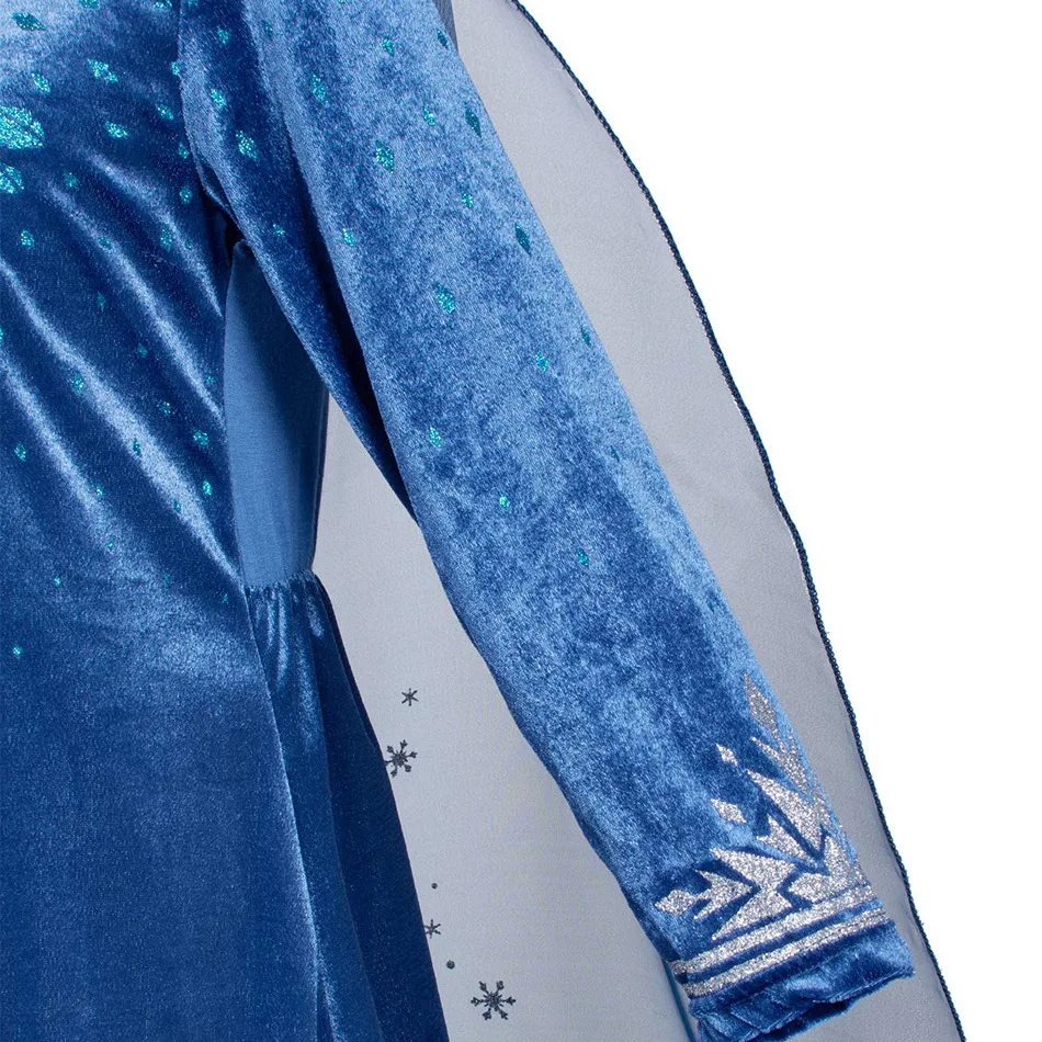 Girls Cosplay Frozen Elsa Princess Dress Children Winter Fill Sleeve Snow Queen Costume Kids Carnival Birthday Party Dresses