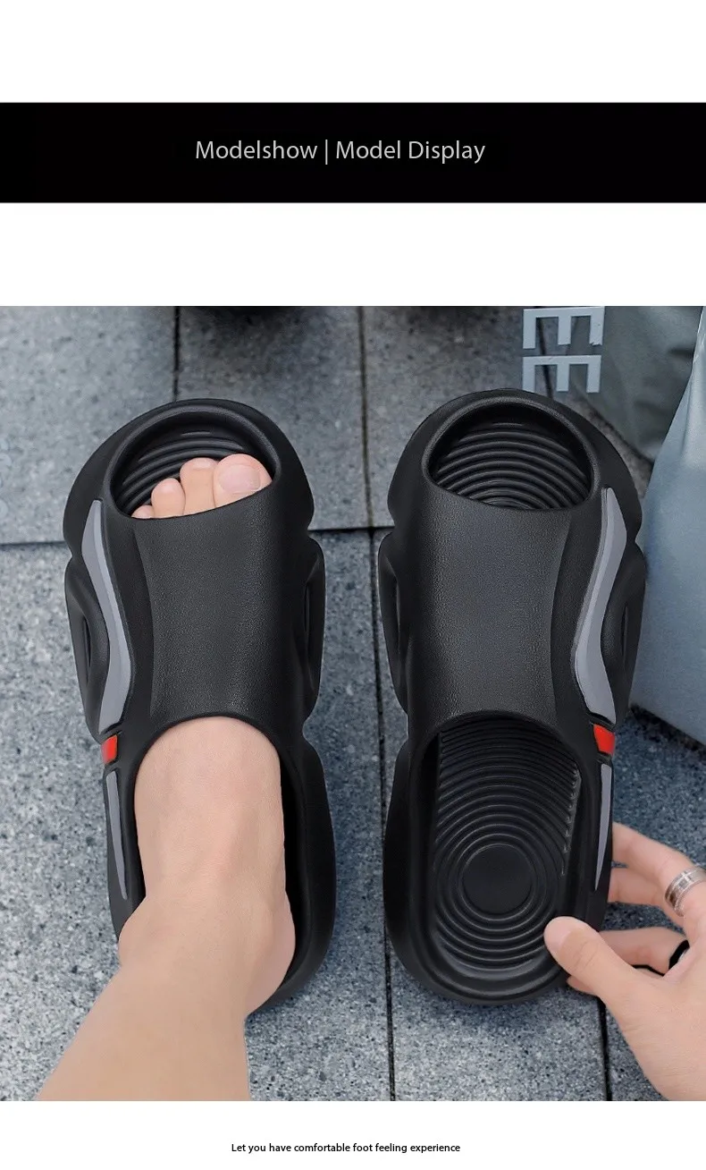 Men's Simple Casual Slip-On Slippers Indoor Anti-Slip Outdoor Lightweight Solid Color Slipper Everyday Sandals