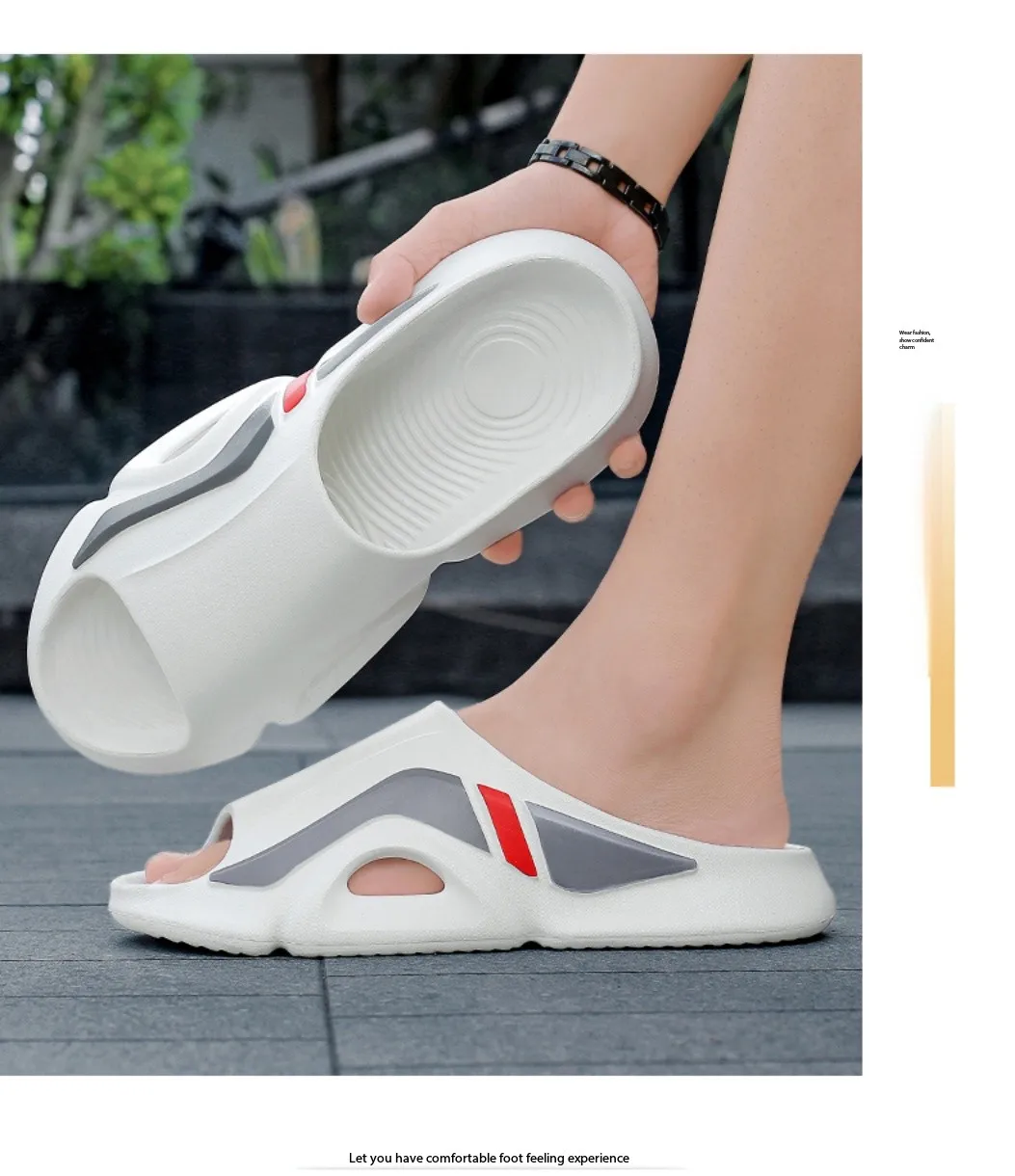 Men's Simple Casual Slip-On Slippers Indoor Anti-Slip Outdoor Lightweight Solid Color Slipper Everyday Sandals
