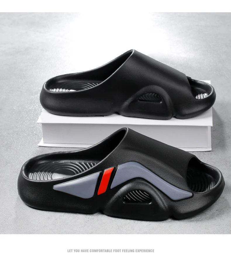 Men's Simple Casual Slip-On Slippers Indoor Anti-Slip Outdoor Lightweight Solid Color Slipper Everyday Sandals