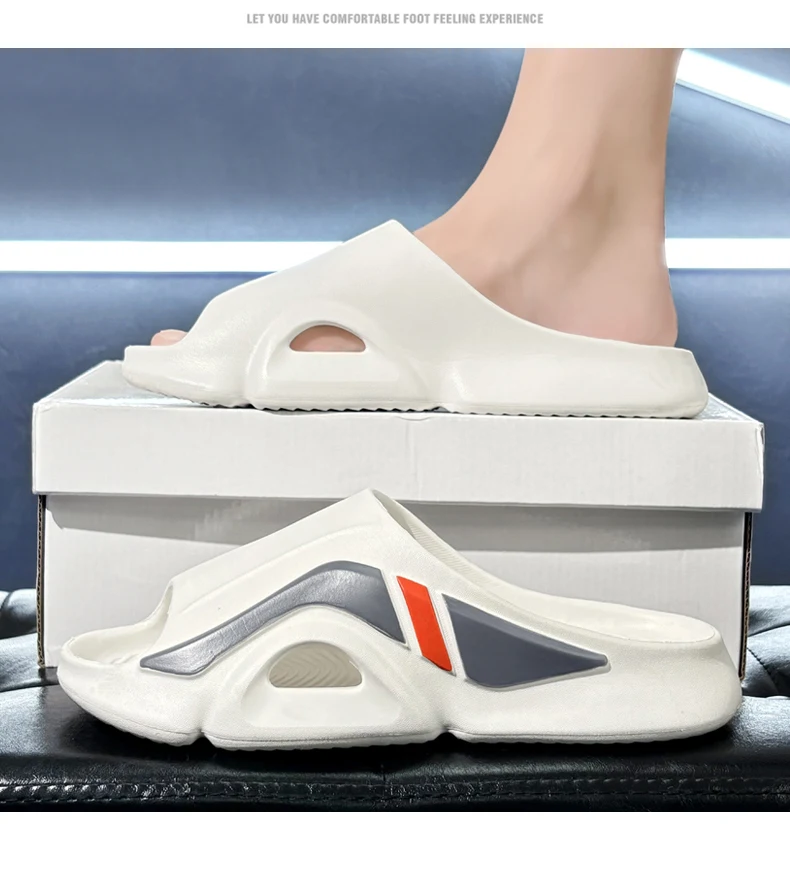 Men's Simple Casual Slip-On Slippers Indoor Anti-Slip Outdoor Lightweight Solid Color Slipper Everyday Sandals