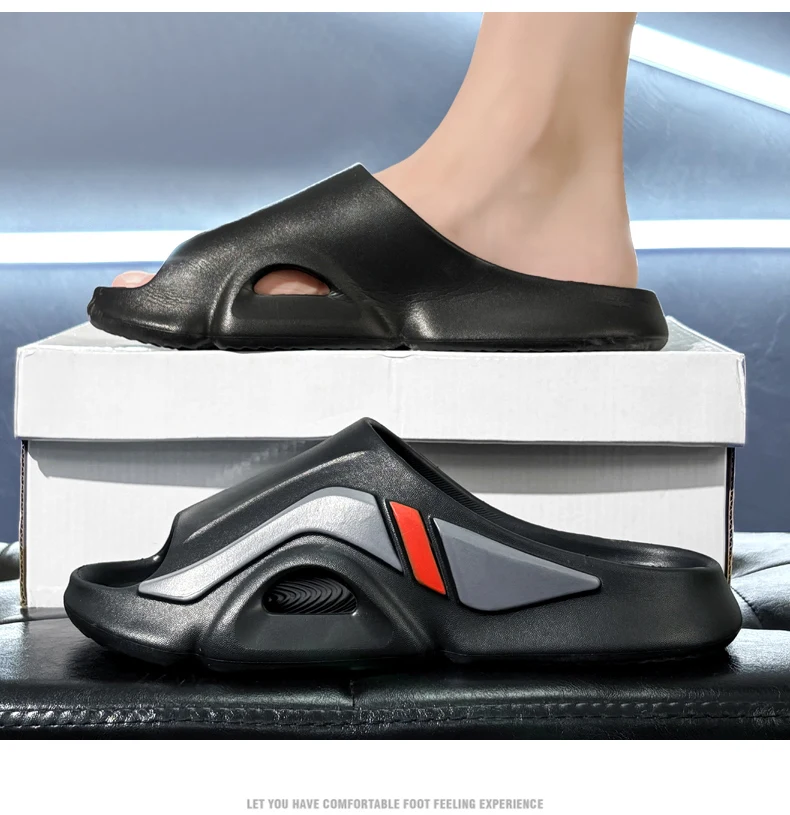 Men's Simple Casual Slip-On Slippers Indoor Anti-Slip Outdoor Lightweight Solid Color Slipper Everyday Sandals
