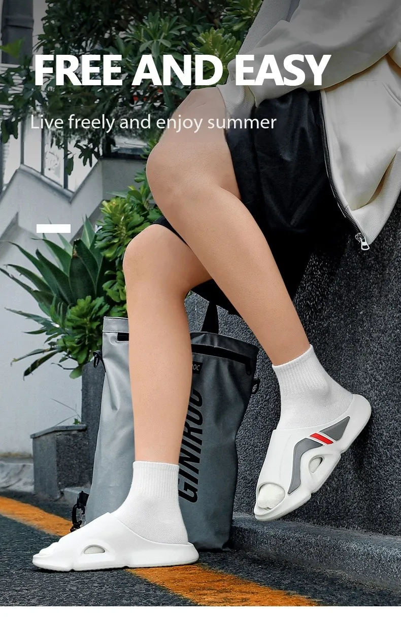 Men's Simple Casual Slip-On Slippers Indoor Anti-Slip Outdoor Lightweight Solid Color Slipper Everyday Sandals