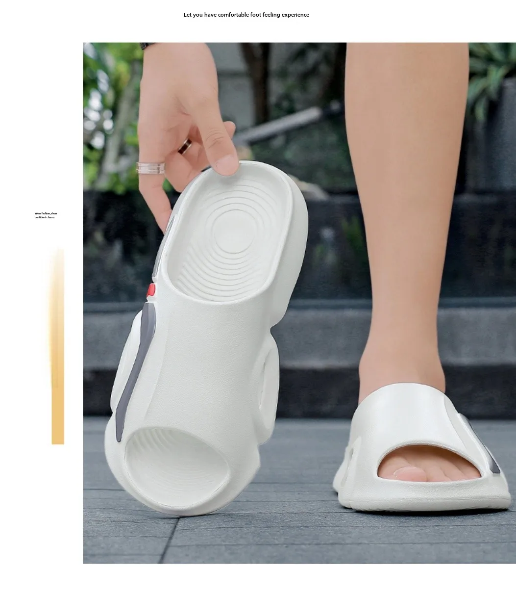 Men's Simple Casual Slip-On Slippers Indoor Anti-Slip Outdoor Lightweight Solid Color Slipper Everyday Sandals