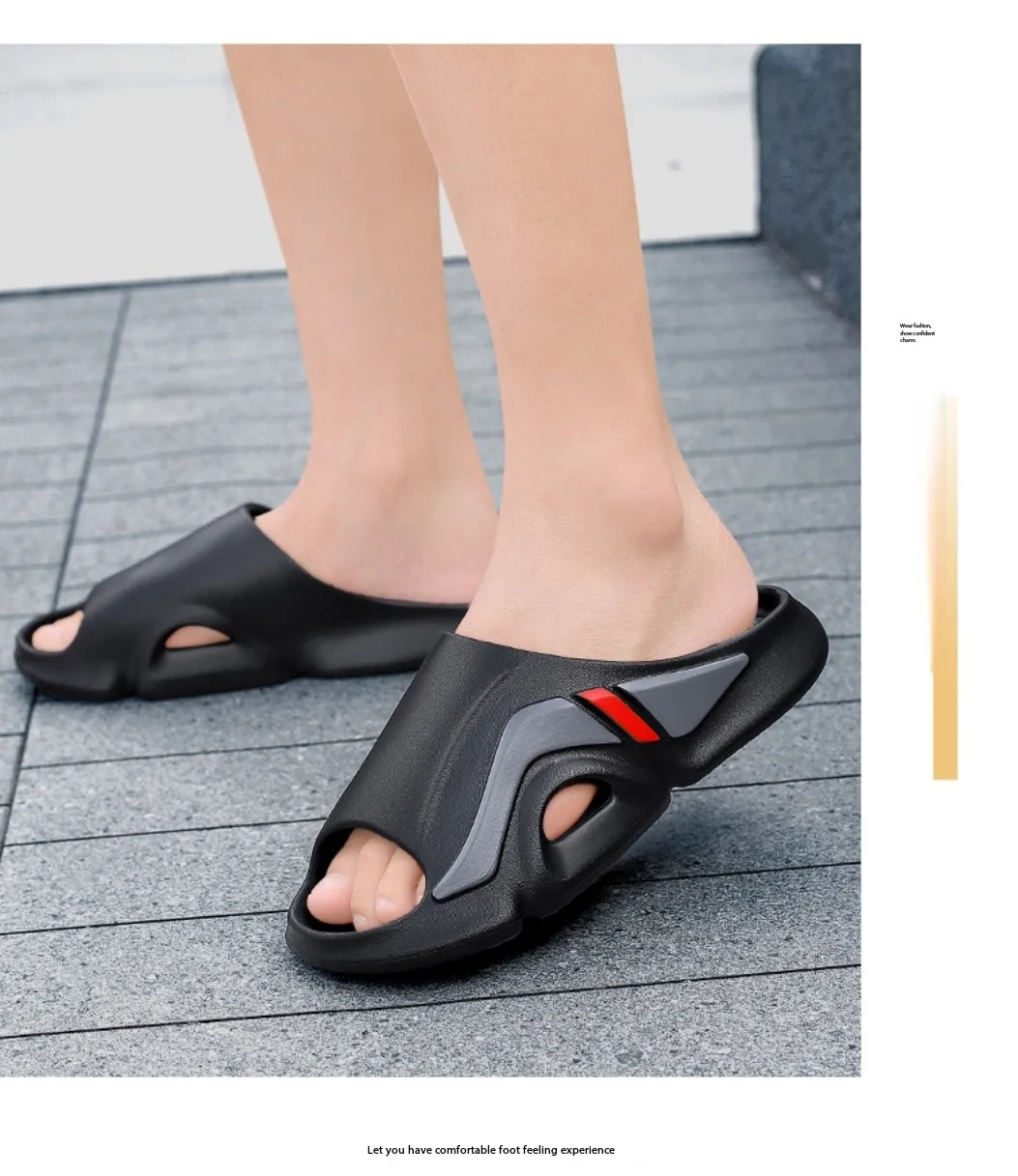 Men's Simple Casual Slip-On Slippers Indoor Anti-Slip Outdoor Lightweight Solid Color Slipper Everyday Sandals