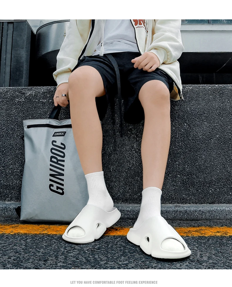 Men's Simple Casual Slip-On Slippers Indoor Anti-Slip Outdoor Lightweight Solid Color Slipper Everyday Sandals