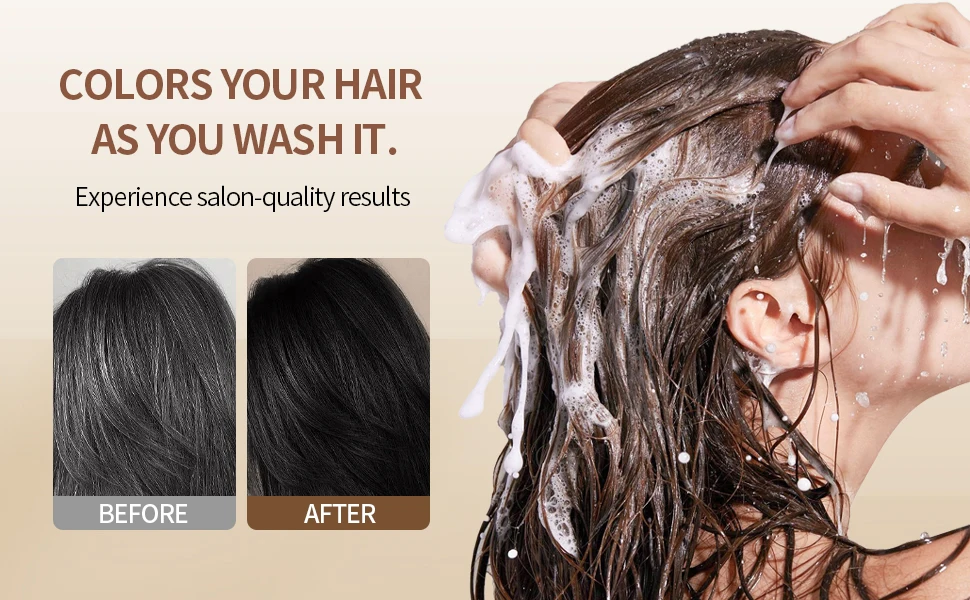 Meidu 3in1 Hair Dye Shampoo Easy to Use Moisturizing & Healthy Hair Care Creating Natural Hair Color,Quick Dyeing for Men Women