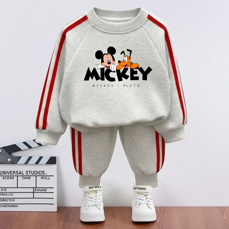 2026 Spring Children Side Stripe Trousers Sets Kids Casual Tracksuit Boys O Neck Hoodies and Long Pant Two Piece New Style