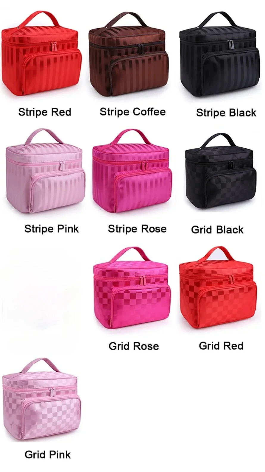 Lattice Big Cosmetic Bag Women Stripe Waterproof Professional Toiletry Kit Wash Necessaire Travel Organizer Make up Box SZL61