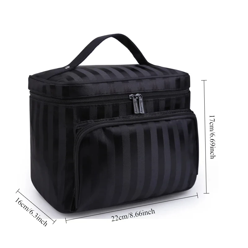 Lattice Big Cosmetic Bag Women Stripe Waterproof Professional Toiletry Kit Wash Necessaire Travel Organizer Make up Box SZL61