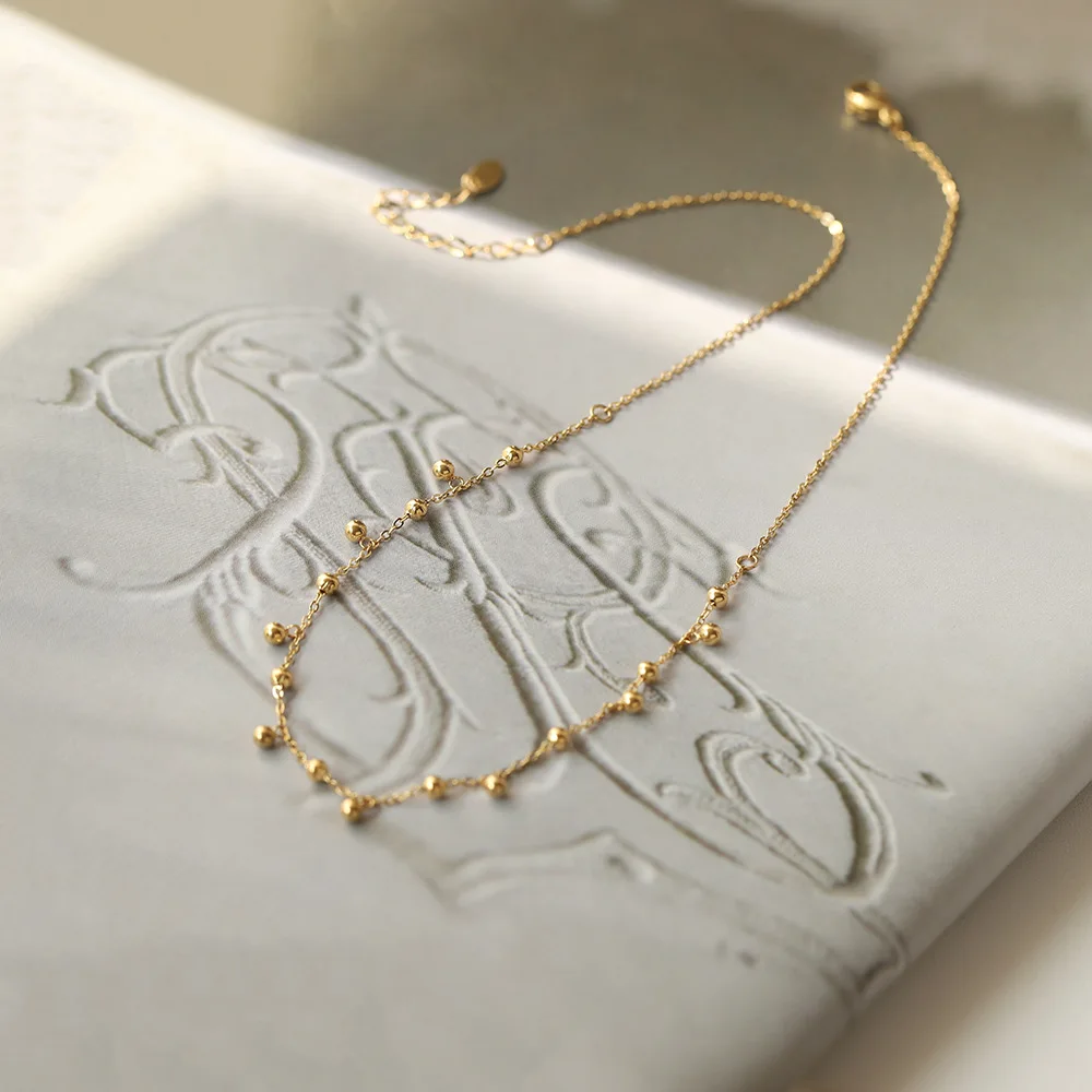 316L Gold Bean Tassel Necklace Waterproof Gold Plated Stainless Steel Choker High Quality Fashion Jewelry Gifts For Ladies