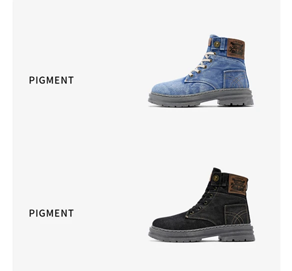 Men's Fashionable Canvas Denim Boots Breathable Outdoor Climbing Boots Versatile Stylish Casual Boot Footwear