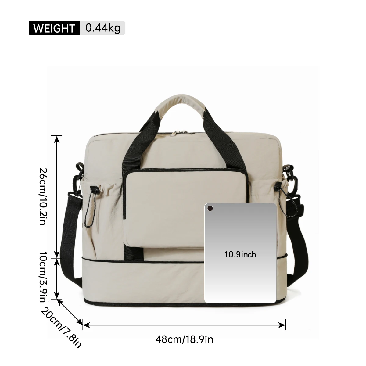 Travel Bag with Large Capacity for Short-Distance Travel, Storage Luggage Bag, Portable Lightweight Crossbody Sports and Fitness Bag for Women, Expandable and Can Be Attached to a Trolley Case