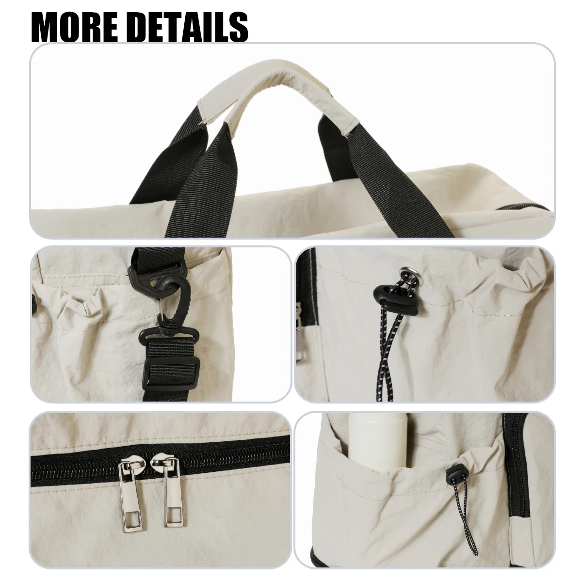 Travel Bag with Large Capacity for Short-Distance Travel, Storage Luggage Bag, Portable Lightweight Crossbody Sports and Fitness Bag for Women, Expandable and Can Be Attached to a Trolley Case