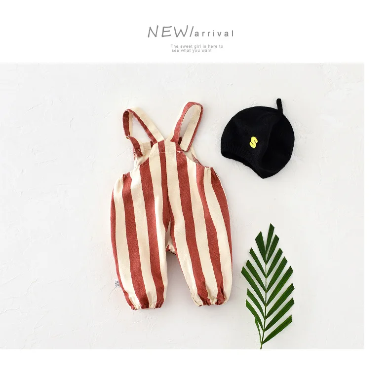 Striped Baby One Piece Rompers 2026 Spring New Infant Baby Overalls Bear Doll Infant Girls Jumpsuits Boys Bottoms Outfit