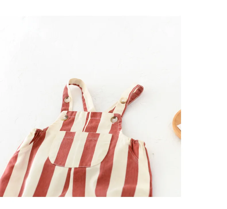 Striped Baby One Piece Rompers 2026 Spring New Infant Baby Overalls Bear Doll Infant Girls Jumpsuits Boys Bottoms Outfit