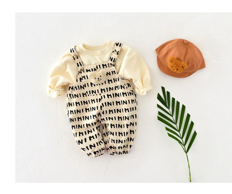 Striped Baby One Piece Rompers 2026 Spring New Infant Baby Overalls Bear Doll Infant Girls Jumpsuits Boys Bottoms Outfit