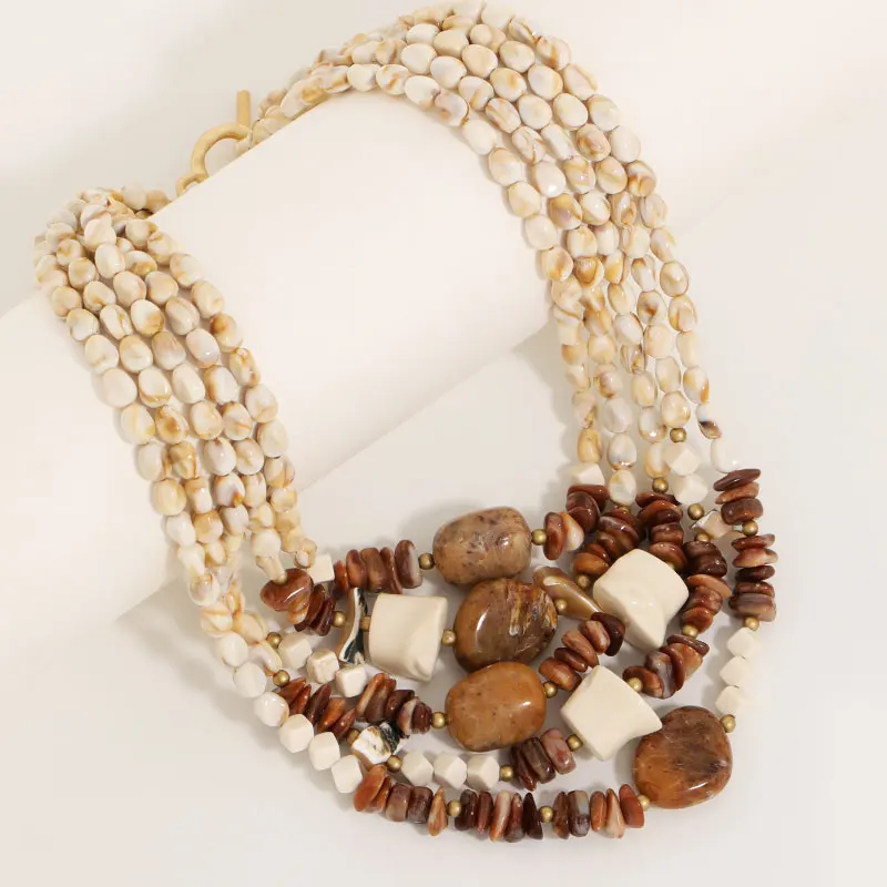 Statement Exaggerated Multi-layer Beads Necklace Handmade for Woman Wedding Party Jewelry