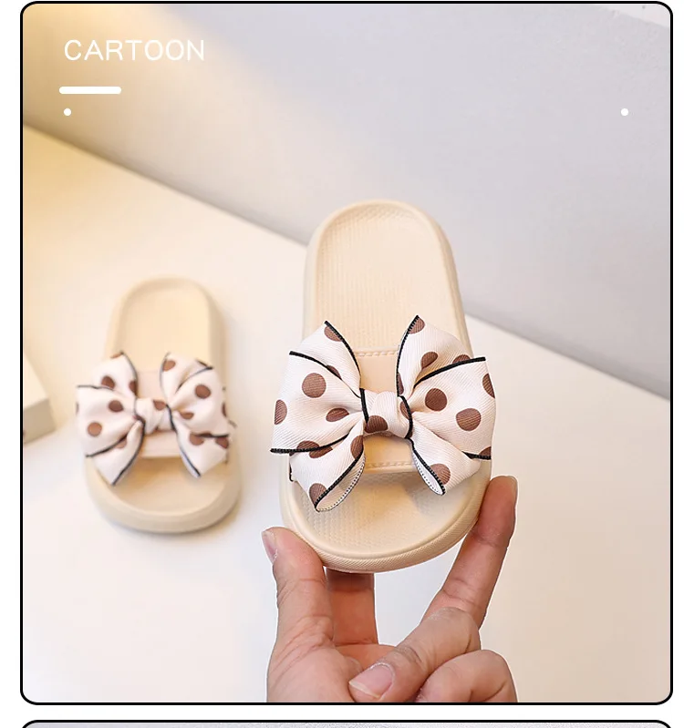 2026Summer Children's Slippers Girls Princess Non-slip Soft Sole Slippers Toddler Girl Shoes Bow Tie Slippers Flip Flops Outdoor