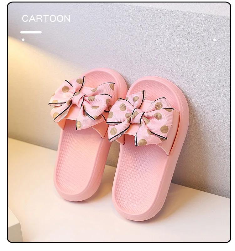2026Summer Children's Slippers Girls Princess Non-slip Soft Sole Slippers Toddler Girl Shoes Bow Tie Slippers Flip Flops Outdoor