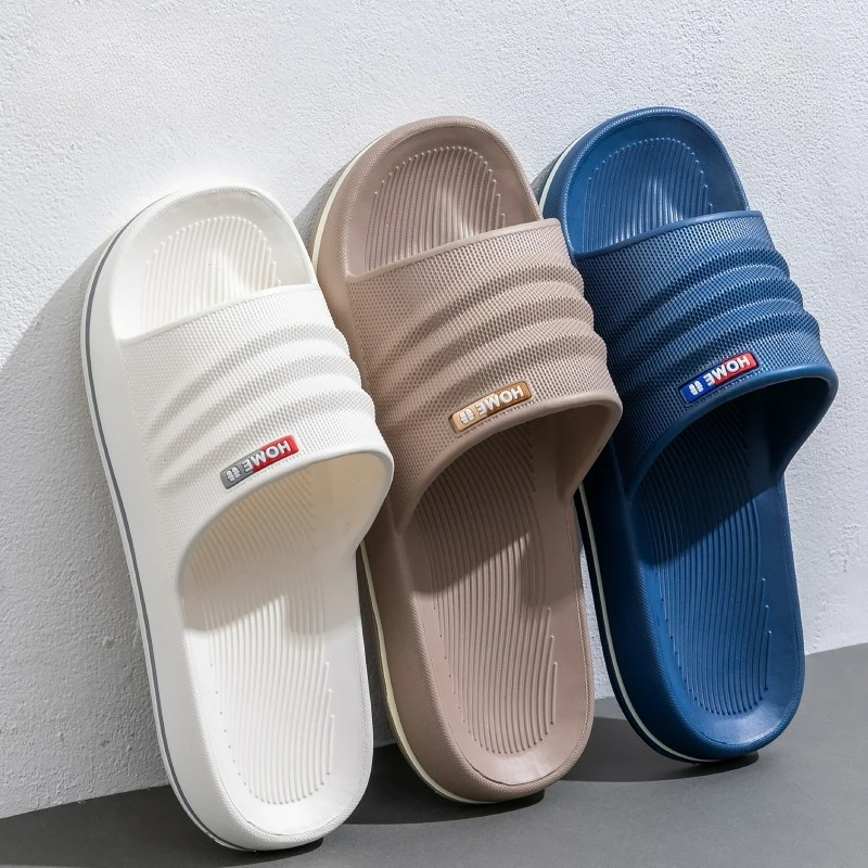 Comfortable House Men's Slippers 2026 New Summer Slippers for Men Non-slip Bathroom wear Men's Slippers Dark Blue Coffee