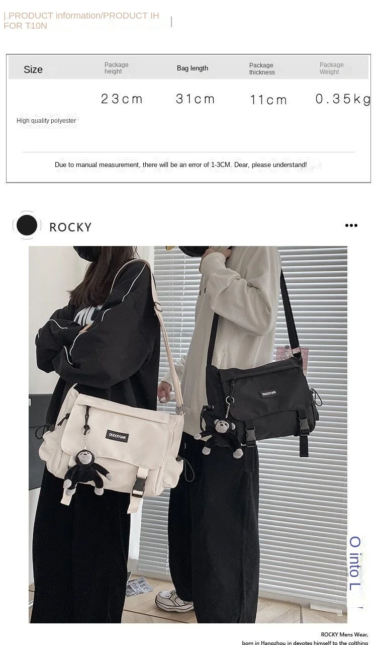 Teen Men's Simple Crossbody Bag for Women Shoulder Bag Solid Oxford Messenger Bag, Student School Bags for Daily Use Work Travel