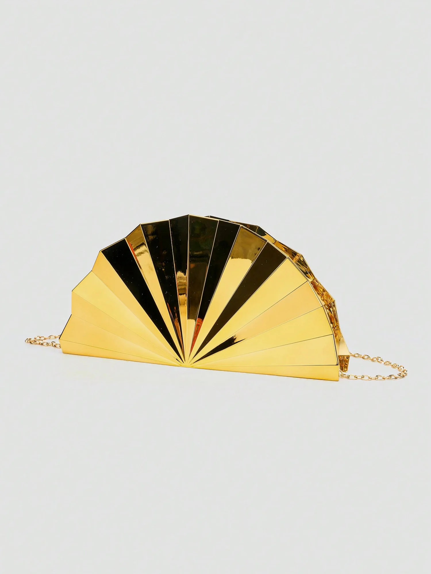 Stylish Gold Acrylic Evening Bag Party Bag Women's Chain Crossbody Bag Glossy Shoulder Bag Luxury Designer Fan-Shaped Clutch